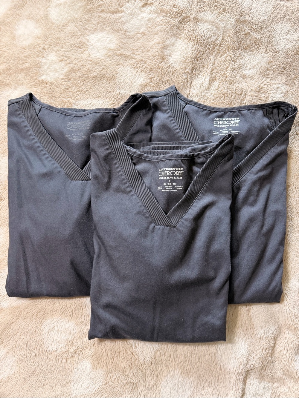 Cherokee Pewter Gray XL V-Neck Scrub Tops - Set of Three